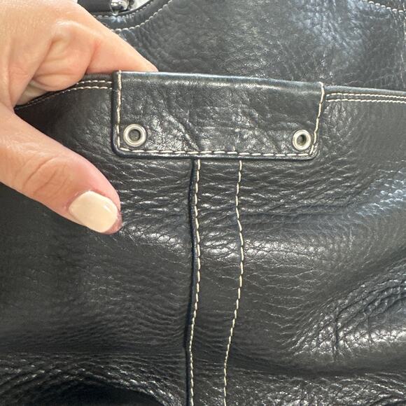 COACH Hamilton Purse Shoulder Hand Bag Black Pebble Leather Tote, Medium, EUC - Picture 8 of 9